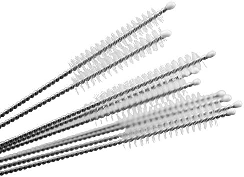 FamilyFirst Tradings 5pcs Stainless Steel Straw Cleaner Nylon Brush- Cocktail Drinking Pipe