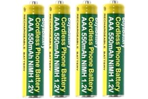 SOLUMINATE Pack of 4 Cordless Phone Batteries AAA 550mAh Rechargeable NiMH 1.2V compatible with BT Panasonic and Gigaset telephones and Dect phones