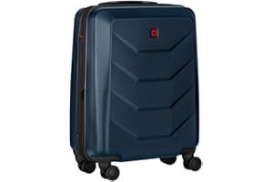 WENGER Prymo Carry-On Hartschalenkoffer, Handgepäck, Trolley, 36 (43) l, Sicherheitsschloss, Damen Herren, Reisen Urlaub, Blau, 653632