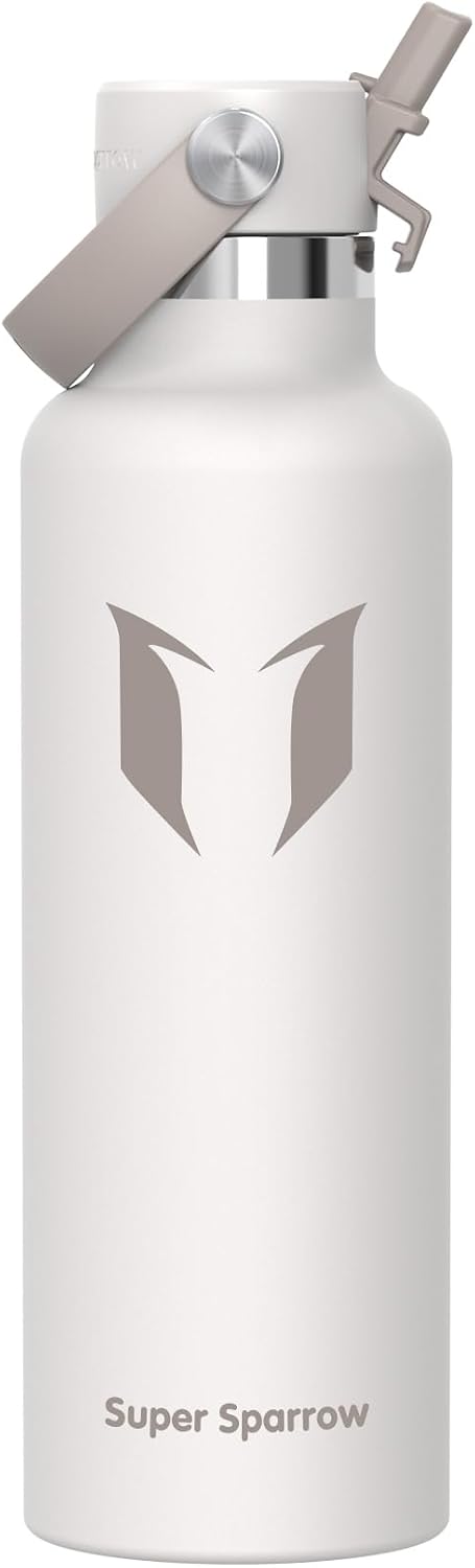 Sparrow Gourde Isotherme 500ml/750ml/1L/1.2L FlipFlow Bouteille Inox Paille | Bouteille d'eau, Acier Inoxydable, Étanche, Chaud, Froid, Sans BPA, Poignée, Lave-vaisselle, Sport, École, Fitness, Gym, Vélo
