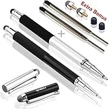 ACERCA DE MEKO 3 EN 1 STYLUSES - Longitud: 5.7 "(145mm), diámetro del cañón de la pluma 0.35" (9mm), diámetro de la punta de goma: 0.24 "(6mm), diámetro de la punta de la micro fibra: 0.3" (7mm).