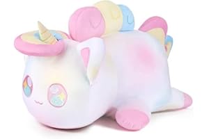 YUMSOU 25cm Cute Aphmau Meows Cat Plush Toy Soft Meemeow Stuffed Donut Cat Plushes French Fry Cheeseburger Food Plush Doll Gifts (Unicorn)