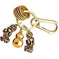 NUOBESTY Wu Lou Key Chain Chinese Gourd Keychain with Feng Shui Coins Brass Fengshui Key Ring for Wealth Fortune Health Good Luck Without Cinnabar Golden