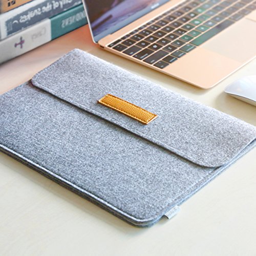 Inatecks neue 12 Zoll Macbook Retina Sch  tzh  lle  Sleeve Tasche  Klettverschluss  Verschluss mit Klettband  Grau