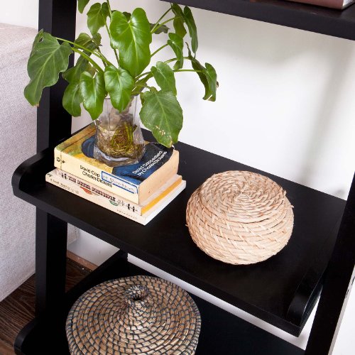 SoBuy® Modernes Leiterregal, Standregal, Bücherregal, Badregal, schwarz, Breit: 56cm,FRG17-SCH - 5