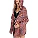 Produktbild URSING Cardigan Damen Frauen Winter Langarm Strickjacke mit Kapuze Retro Strickpullover Strickmantel Freizeitjacke Sweatjacke Kapuzenjacke Sweatshirtjacke Wärmejacke (rot,L)