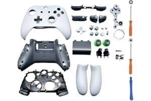 Hzxkqmil Kit de Carcasa Completa de Repuesto para Xbox One S/X Controller (Modelo 1708), Estuche de Bricolaje Cubierta Frontal Placas Traseras Rieles Laterales Botones Accesorios, Gris