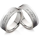 Eheringe Verlobungsringe aus Edelstahl mit Zirkonia und Ihrer persönlichen Lasergravur Z111