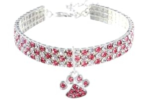 RayMinsino Pet Collar with Diamonds, Adjustable Crystal Diamond, Elastic Heart Claw Pendant, Wedding Cat and Dog, Small Pet Necklace Jewellery