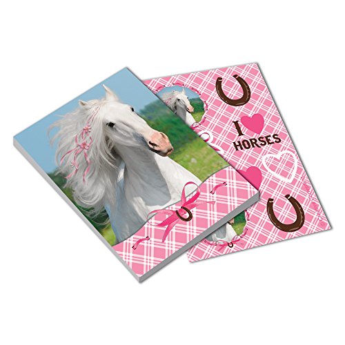 Weißes Pferd – Notizblock mit Stickern, 4er Pack, Mitgebsel zum Pferdegeburtstag, 7x10cm