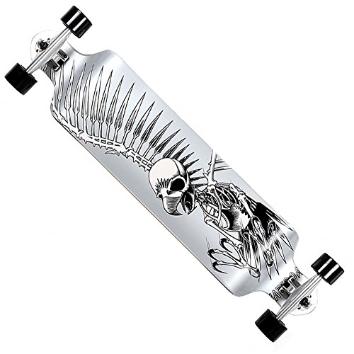 FunTomia® Longboard Skateboard Board Skaten Cruiser Komplettboard mit ABEC-11 High Speed Kugellager T-Tool (Modell Drop Down - Farbe Geier + T-Tool) -