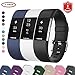 Produktbild FunBand® für Fitbit Charge 2 Armband,Klassisch Verstellbares Ersatz weiches Silikon Sporty Wrist Strap Band Armbanduhr Uhrenarmband Schlaufe Armbänder (Small Größe) für Fitbit Charge 2 Smartwatch (3 Pack Blau+Weiß+Schwarz)