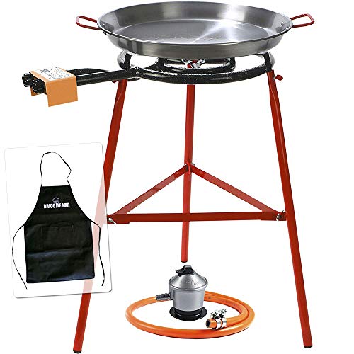 Set paellero 40cm Garcima Bricolemar con paellera 42cm, Soporte Reforzado, regulador y Manguera a Gas Kabra
