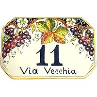 CERAMICHE D'ARTE PARRINI- künstlerische italienische Keramik , bürgerliche Sitte 23x15 Zahl , dekorative Trauben , von Hand bemalt , made in Italy Toscana