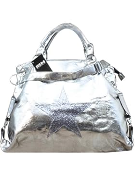 My-Musthave XXL Shopper Sterntasche Blogger mit Stern Schultertasche Silber o. Gold