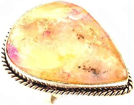 Indie Artisans Natural Botswana Agate Ring 925 Silver Overlay Gemstone Womens Ring UK Ring Size R/EU Ring Size 58.5
