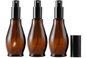 ERICOTRY Flaconi spray vuoti da 100 ml, ricaricabili, in vetro ambrato, per cosmetici, profumi, pulizia con nebulizzatori sottili e tappo antipolvere, 3 pezzi