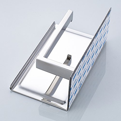 newpointer Toilettenpapierhalter, Angle Simple selbstklebend & Wand montiert SUS 304 Edelstahl Toilettenpapierhalter Aufbewahrung Badezimmer Papier Tissue Rolle Kleiderbügel mit Handy Ablage, poliert - 5