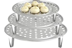 HUOANPO 3PCS Stainless Steel Steamer Rack with Removable Legs, Steamer Steam Cookware Accessories | Stackable Steam Rack for Home Kitchen Pressure Cooker Cooking (18, 20, 22cm)