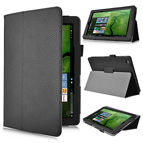Odys Winpad X9 Schutzhülle, IVSO hochwertiges PU Leder Etui - mitStandfunktion, super 360° Anti-Wrestling, ist für Odys Winpad X9 22,6 cm (8,9 Zoll) Tablet PC perfektgeeignet (Für Odys Winpad X9, Schwarz)