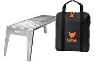 FENNEK Klapprost XL with Bag | Mobile Cooking Grate to Open | Extra Sturdy Design with Large Grill Surface of 56 x 24 cm | Made of Temperature-resistant Stainless Steel | Made in Germany