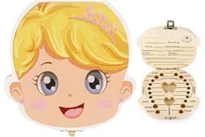 Vintree Denti salva box per bambini e bambina italiano Scatola Porta Dentini da Latte,Bambini in legno ricordo regalo Accumulazione dei denti Ragazza ragazzo (bionda)
