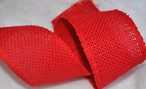 Ribbon QueenPost Box Red Burlap Hessian Jute Wire Edge Edged Wired 50mm 2" wide price per 3m Christmas