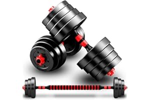 Dumbbells and Barbell Weight Set 10/20/30/40KG Adjustable Weights Fitness Dumbbell Set for Men/Women,Arm Hand Weight Barbell for Bodybuilding Exercise Strength Training Home Gym Equipment ZANBEEL