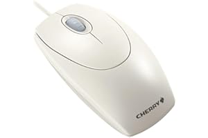CHERRY WheelMouse optyczna, przewodowa mysz, odpowiednia dla użytkowników prawo- i leworęcznych, czujnik optyczny do dokładnego ruchu wskaźnika myszy, jasnoszary