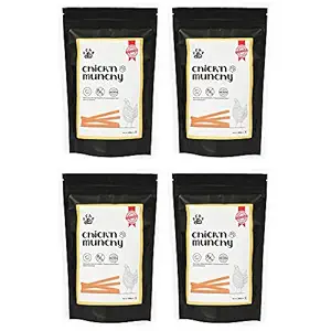 Dear Pet Chicken Munchy Premium Dog Treats, Fully Digestible Healthy Snack, Training Treat - Gluten Free - for Small, Medium, Large Dogs - Pack of 4 (300g Each)