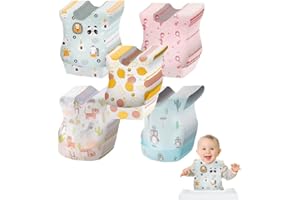 Grillix Bavaglini Usa e Getta Bambini,50 Pezzi Bavaglini Monouso Impermeabili,Bavaglini Neonato,Per la famiglia,il viaggio,la cameretta Bavette Neonato 0-3 Mesi,Bambini Regolabili Tasca Raccogli Papp