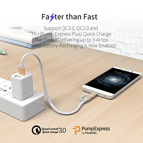 Micro USB Type C Cable, AIFFECT Micro USB+Type C 2 in 1 Adapter Charging Cord Phone Charger for New MacBook, Google Pixel XL, Samsung, Nexus, LG Micro and Type C Smartphone (2 Pack Gold)