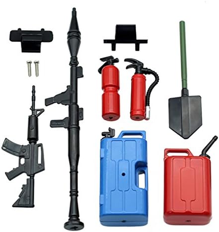 WANJU TRX4 D110 D90 SCX10 Model Car Simulation Plastic Tool Set Decorative Accessories Include Fire Extinguisher,Simulation Gun,Barrel,Shovel