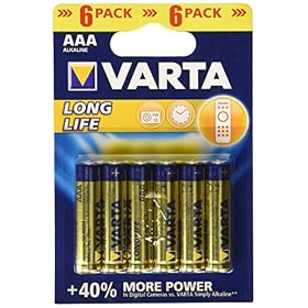 VARTA Piles AAA, lot de 6, Longlife, Alcalines, 1,5V, pour télécommandes, radios, horloges, Made in Germany