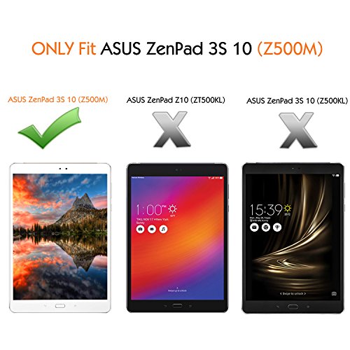 MoKo ASUS ZenPad 3S 10 Hülle – Kunstleder Ständer Schutzhülle Smart Cover mit Auto Schlaf / Wach Funktion und Stift-Schleife für Asus ZenPad 3S 10 9.7 Zoll Z500M 2016 Modell Tablet-PC, Schwarz - 2