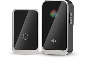 Houdian Trådlös dörrklocka, plug and play, justerbar volym, 38 klockspel välj, färgglad LED, vattentät, 300 ㎡ räckvidd