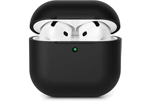 AOTUAO Custodia Compatibile con AirPods 4 (2024) Custodia Case, Case Protettiva Antiurto Antiscivolo in Silicone per AirPods 4a Generazione Cover Custodia, LED Frontale Visibile, Nero