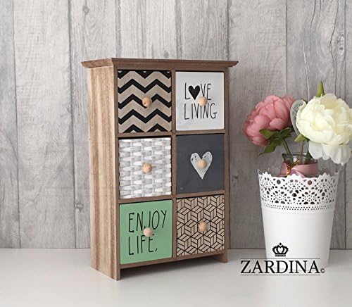 Lilian - Wooden Decorative Mini Drawer Storage Box (6 Drawers Brown)