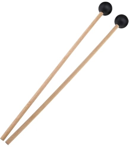Maillets De Marimba En Bois Avec Tête En Caoutchouc - Paire De Baguettes Pour Xylophone, Carillon, Cloches - 18.5 Cm