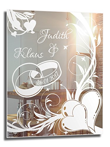 Motivspiegel Ehe 1 ★ 30x40cm ★ Geschenk zur Hochzeit ★ Wedding ★ personalisiert