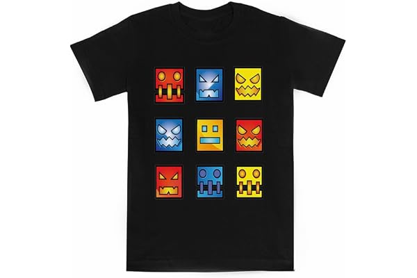 Geometri Dash Ikon Ansikte Svart Kids Tee kortärmad T-shirt