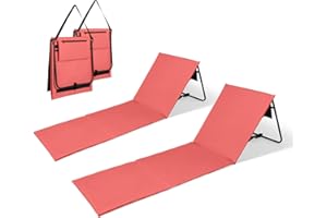 INTIMO COLLECTION Intimo Living Set of 2 Beach Loungers with Fully Adjustable Backrest - The Beach Mats Filled with Comfort Foam are Ultralight and Foldable to Save Space - Orange