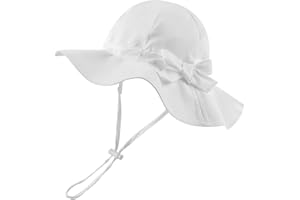 Pesaat Chapeau Bébé Fille Nœud Large Bord Chapeau de Soleil Protection Solaire Bob pour Enfant Fille 0 Mois à 8 Ans