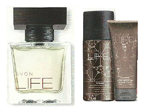 Avon Life for Him set - EDT, Deodorant Body Spray, Hair, Body Wash and paper gift bag. - Exclusively designed by Kenzo Takada for Avon