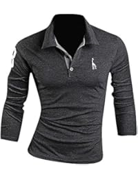 Jeansian Polo De Manga Larga Casual Hombres Moda Camisas Men Fashion Casual Long Sleeve Polo Shirts D339