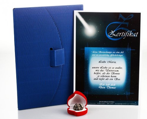 Geschenke 24: Sternschnuppe kaufen – Echte 4-6g Meteoriten mit personalisiertem Echtheits-Zertifikat hier als romantisches Geschenk bestellen und verschenken - 2