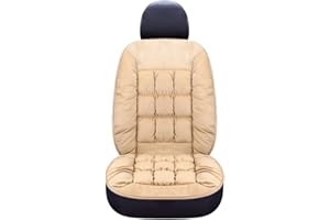 MARTIN KENCH 1 pcs Plüsch Auto Sitzauflage, Universal Vordersitzbezug Autositzbezug, Winter Warme Sitzkissenbezug für Auto Vollbezug (Beige)