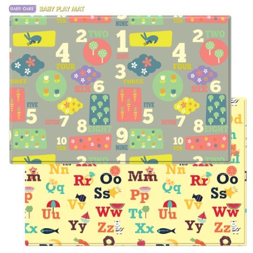 Baby Care Play Mat, Letters & Numbers, Grey, Large by Baby Care
