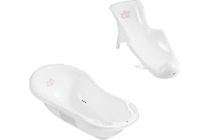 Hylat Baby Ensemble de bain avec siège - pour nouveau-nés et bébés - Amigos stable et confortable - blanc, ensemble 2 pièces