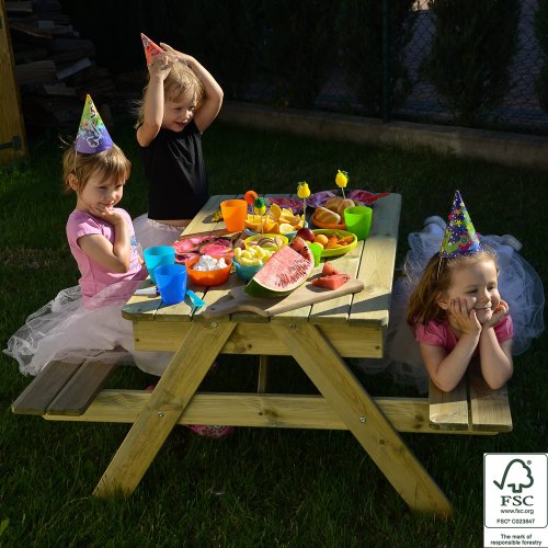 Children's Picnic Table Sandpit Wooden kid's 4 seater garden bench set - fsc 100%